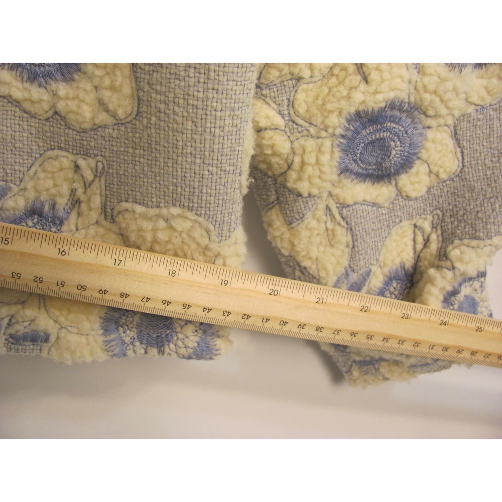 Sezane Paris Winter Floral Stitched Design Blue Cream - Picture 9 of 13